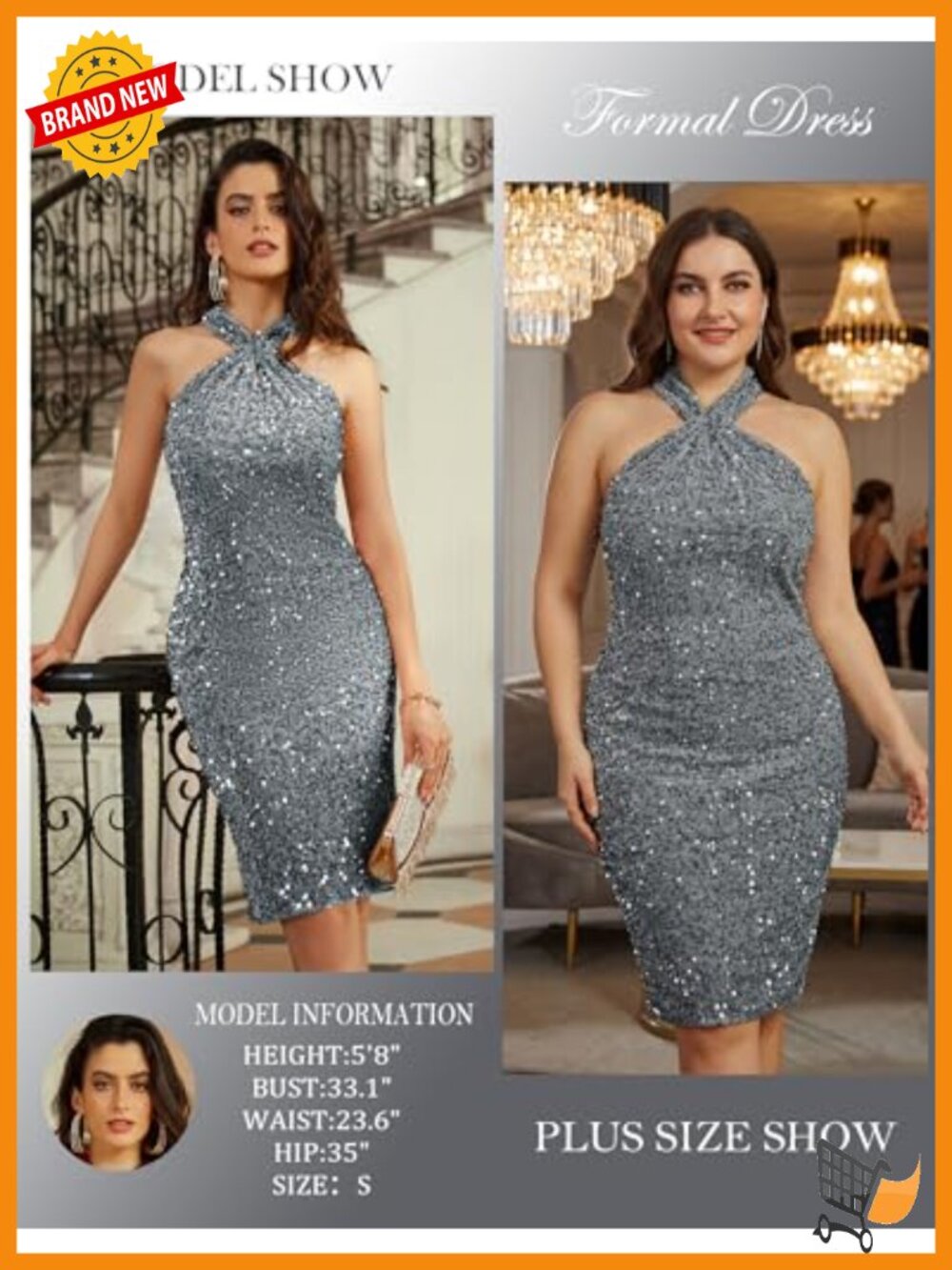 Halter Sequin Bodycon Party Dress Sleeveless Cocktail Mini - Picture 4 of 6
